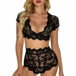 3WISHES Cap Sleeve Bralette Set Lingerie
