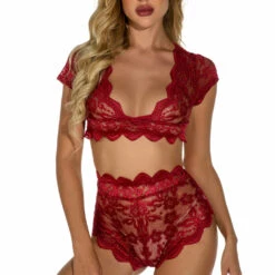 3WISHES Cap Sleeve Bralette Set Lingerie