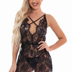 3WISHES Lingerie Simply Cinched Lace Chemise