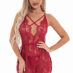 3WISHES Lingerie Simply Cinched Lace Chemise