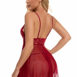 3WISHES Lingerie Mesh And Lace Flutter Babydoll