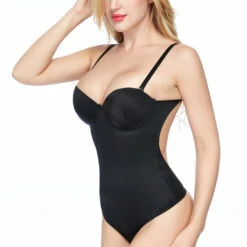 3WISHES Plus Size Black Body Shaper Bodysuit