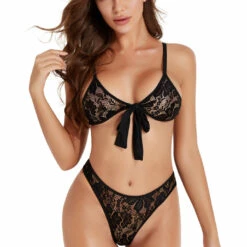 3WISHES Lingerie Tied Up Lace Bra Set