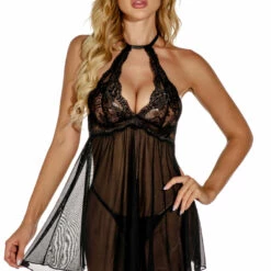 3WISHES Lingerie High Neck Hottie Babydoll