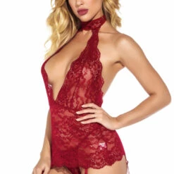 3WISHES High Neck Keyhole Garter Chemise Lingerie 8 3WISHES High Neck Keyhole Garter Chemise Lingerie