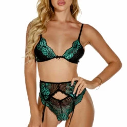 3WISHES Romantic Emerald Bra Set Lingerie