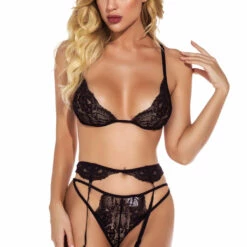 3WISHES Sultry Lace Bra And Garter Set Lingerie 7 3WISHES Sultry Lace Bra And Garter Set Lingerie
