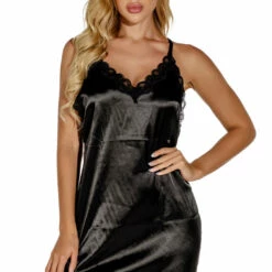 3WISHES Chemise Lingerie Silky Satin Chemise