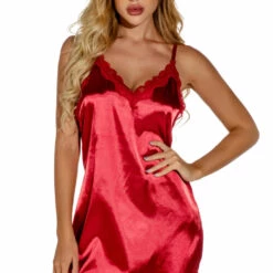 3WISHES Chemise Lingerie Silky Satin Chemise
