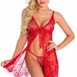 3WISHES Lingerie Patterned Lace And Mesh Babydoll