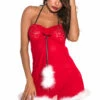 3WISHES Babydoll Lingerie Cropped Christmas Babydoll