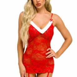 3WISHES Lingerie Santa's Favorite Lace Chemise 23 3WISHES Lingerie Santa's Favorite Lace Chemise