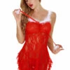 3WISHES Ruffled Lace Holiday Chemise Lingerie