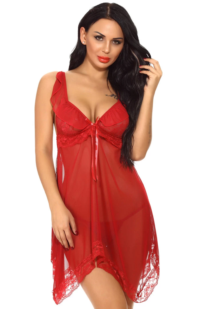 3WISHES Lingerie Ruffled Mesh Babydoll 6 3WISHES Lingerie Ruffled Mesh Babydoll