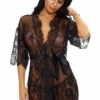 3WISHES Eyelash Lace And Mesh Robe