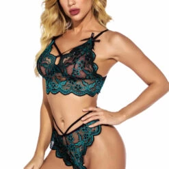 3WISHES Contrast Daisy Lace Bra Set