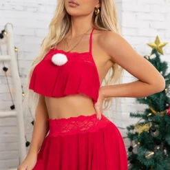 3WISHES Lingerie Sexy Santa Pajamas