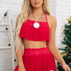 3WISHES Lingerie Sexy Santa Pajamas