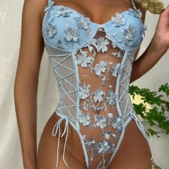 3WISHES Flower Garden Teddy Lingerie 8 3WISHES Flower Garden Teddy Lingerie