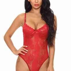3WISHES Teddy Lingerie Romantic Rose Lace Teddy