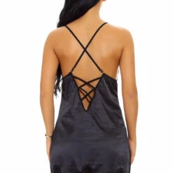 3WISHES Chemise Lingerie Satin And Lace Sleepwear Chemise