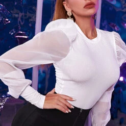 3WISHES Clothing White Puff Sleeve Top