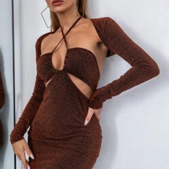 3WISHES Clothing Red Ribbed Dress And Shrug