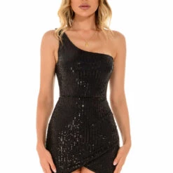 3Wishes One Shoulder Sequin Mini Dress 17 3Wishes One Shoulder Sequin Mini Dress