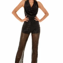 3Wishes Glam Glitter Jumpsuit Dresses