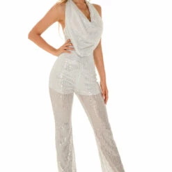 3Wishes Glam Glitter Jumpsuit Dresses