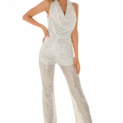3Wishes Glam Glitter Jumpsuit Dresses