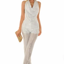 3Wishes Glam Glitter Jumpsuit Dresses