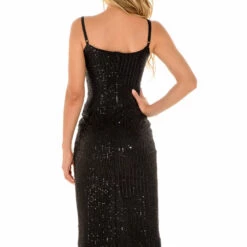 3Wishes Sleek Glitter Midi Dress
