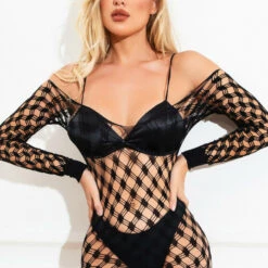 3WISHES Wide Net Long Sleeve Chemise