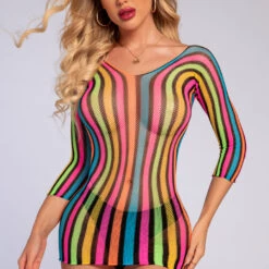 3WISHES Lingerie Multicolor Net Chemise