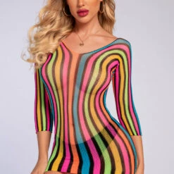 3WISHES Lingerie Multicolor Net Chemise