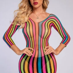 3WISHES Lingerie Multicolor Net Chemise