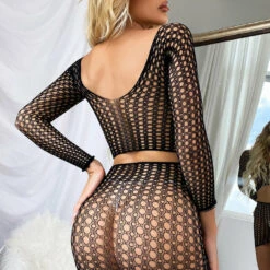 3WISHES Bra Sets Pothole Crop Top And Skirt